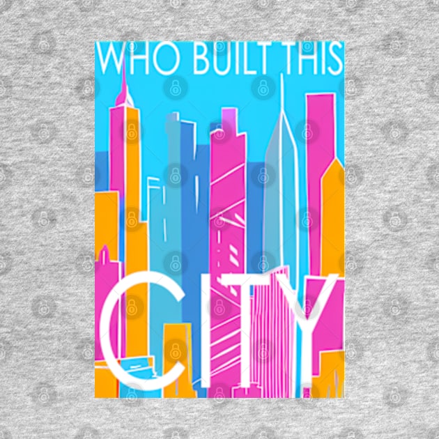 Who built this city! , Skyline in the sea border, pastel color, pink, cyan, chalk art by AISHOPPE